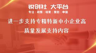 進一步支持專精特新中小企業(yè)高質量發(fā)展支持內容獎補政策